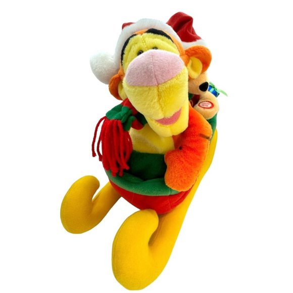 Vintage Disney Plush Animated Winnie the Pooh Tigger Christmas Sled Jingle Bells - Picture 10 of 15